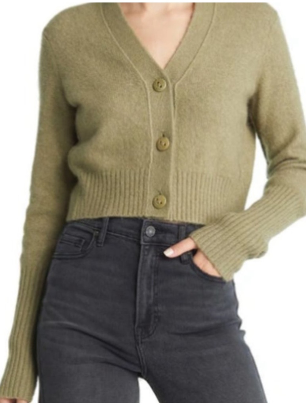 AllSaints Wick Wool Blend Cardigan Sycamore Green Size Medium